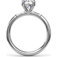 Semi-Mount Engagement Ring with Tapered Baguette Diamond Shoulders by Fana - 0.16 Carat Total Diamond Weight