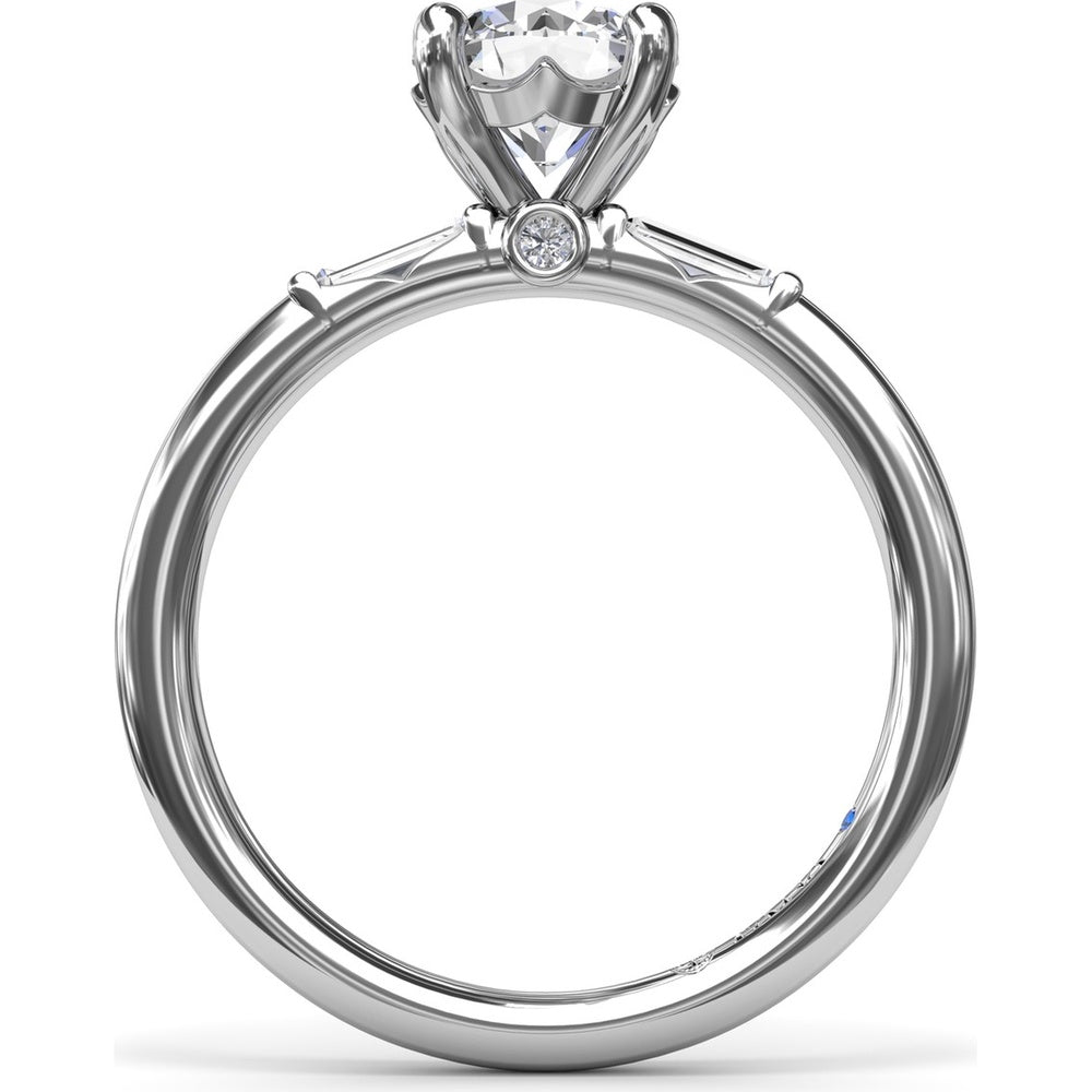 Semi-Mount Engagement Ring with Tapered Baguette Diamond Shoulders by Fana - 0.16 Carat Total Diamond Weight