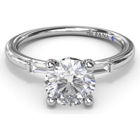 Semi-Mount Engagement Ring with Tapered Baguette Diamond Shoulders by Fana - 0.16 Carat Total Diamond Weight