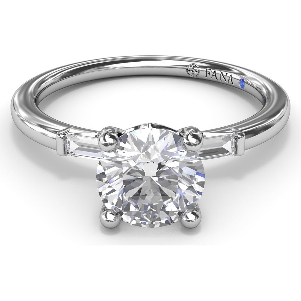 Semi-Mount Engagement Ring with Tapered Baguette Diamond Shoulders by Fana - 0.16 Carat Total Diamond Weight