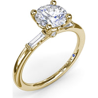 Semi-Mount Engagement Ring with Tapered Baguette Diamond Shoulders by Fana - 0.16 Carat Total Diamond Weight