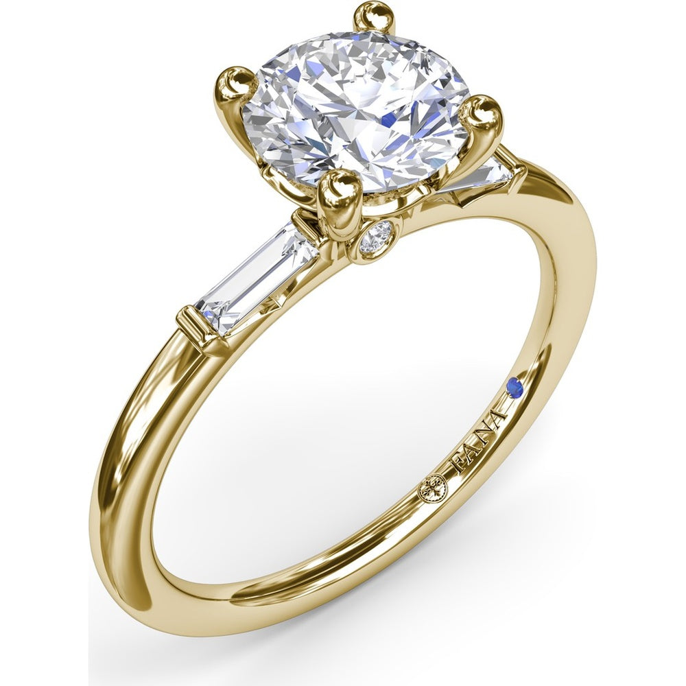 Semi-Mount Engagement Ring with Tapered Baguette Diamond Shoulders by Fana - 0.16 Carat Total Diamond Weight