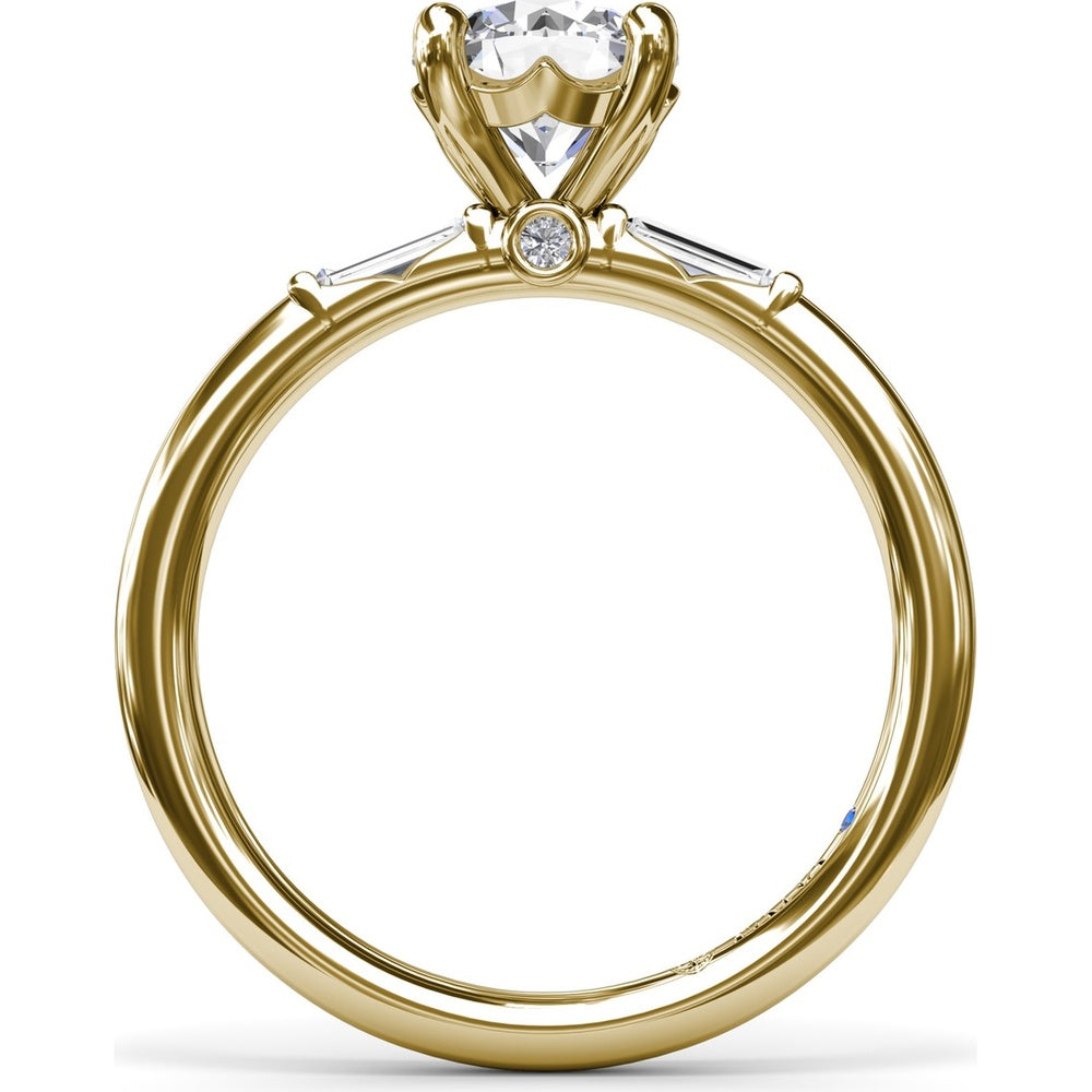 Semi-Mount Engagement Ring with Tapered Baguette Diamond Shoulders by Fana - 0.16 Carat Total Diamond Weight