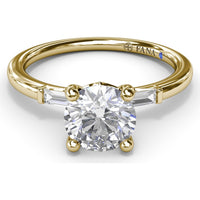 Semi-Mount Engagement Ring with Tapered Baguette Diamond Shoulders by Fana - 0.16 Carat Total Diamond Weight