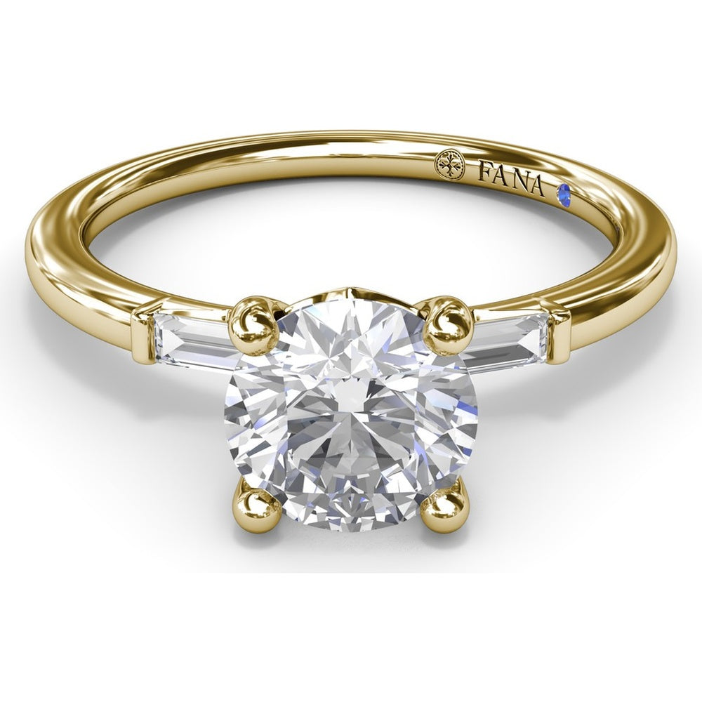 Semi-Mount Engagement Ring with Tapered Baguette Diamond Shoulders by Fana - 0.16 Carat Total Diamond Weight