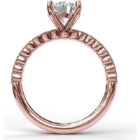 Semi-Scalloped Engagement Ring Setting with Milgrain Edge and Pavé Diamonds by Fana - 0.32 Carat Total Diamond Weight