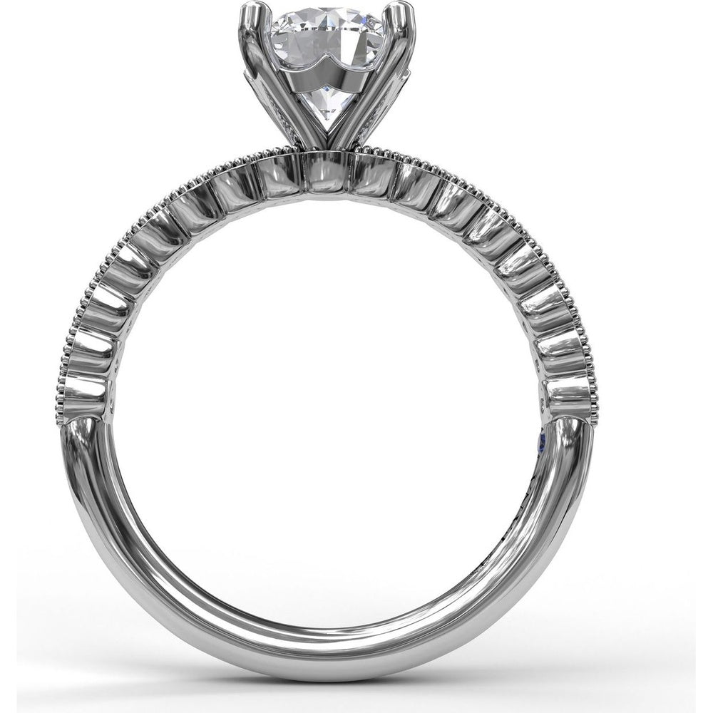 Semi-Scalloped Engagement Ring Setting with Milgrain Edge and Pavé Diamonds by Fana - 0.32 Carat Total Diamond Weight