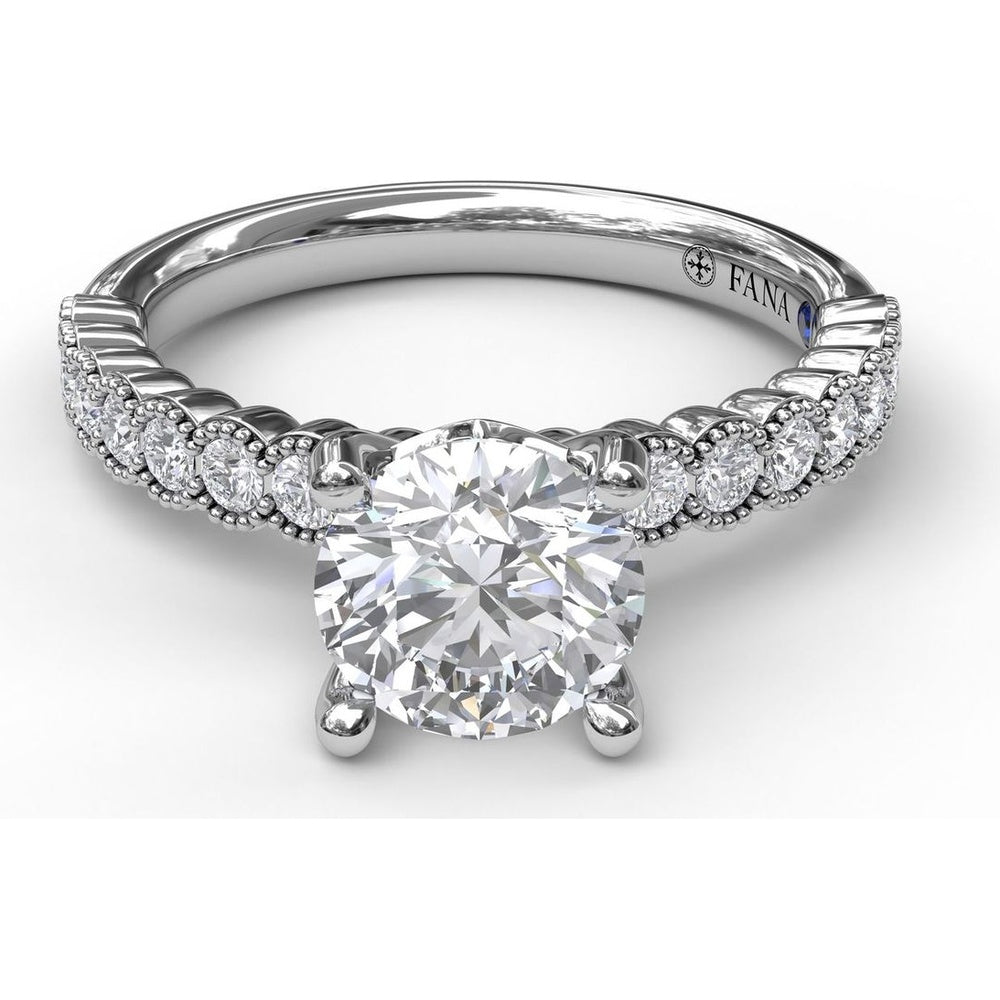 Semi-Scalloped Engagement Ring Setting with Milgrain Edge and Pavé Diamonds by Fana - 0.32 Carat Total Diamond Weight