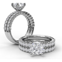 Semi-Scalloped Engagement Ring Setting with Milgrain Edge and Pavé Diamonds by Fana - 0.32 Carat Total Diamond Weight