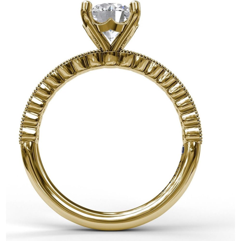 Semi-Scalloped Engagement Ring Setting with Milgrain Edge and Pavé Diamonds by Fana - 0.32 Carat Total Diamond Weight