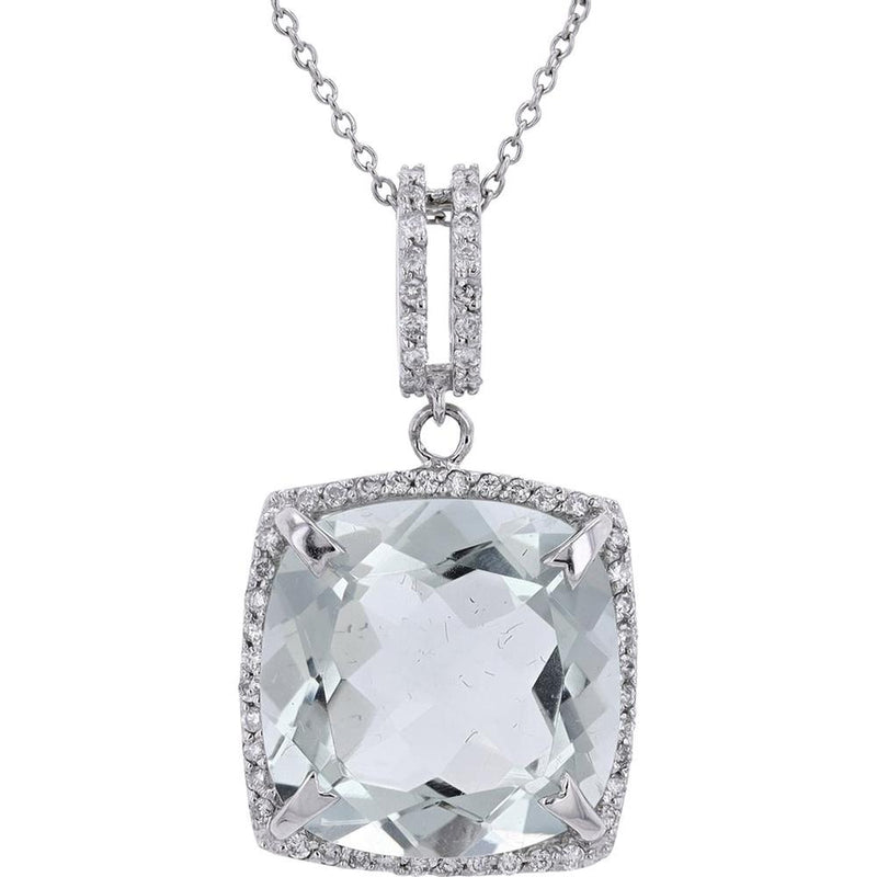 Serene 14K White Gold EFFY Green Amethyst Pendant with Diamond Accents