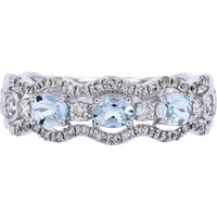 Serene Waters 14K White Gold Oval Aqua Band with Diamond Accents