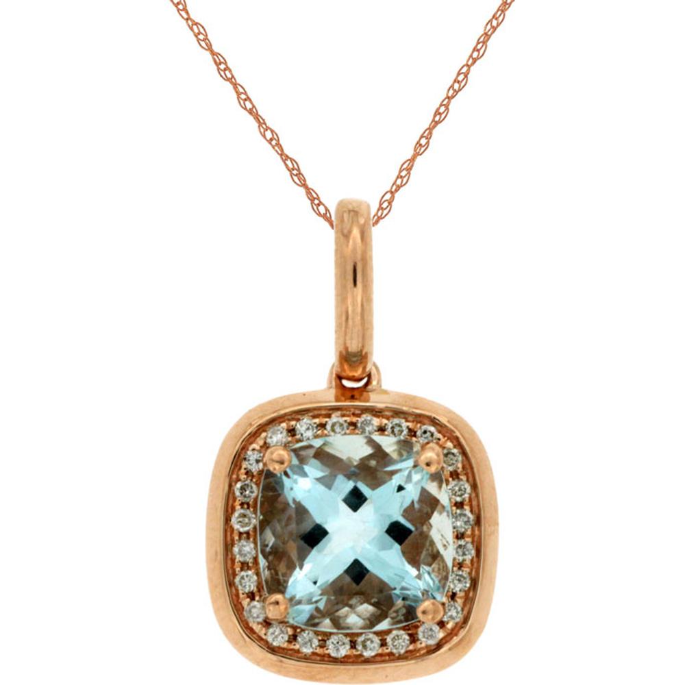 Serenity's Embrace 14K Rose Gold Aquamarine & Diamond Pendant