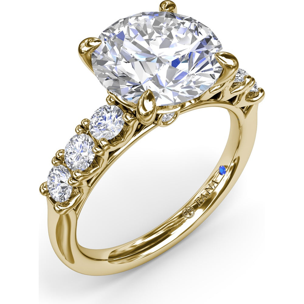 Seven-Stone Round Diamond Engagement Ring Setting with Openwork Gallery by Fana - 0.56 Carat Total Diamond Weight