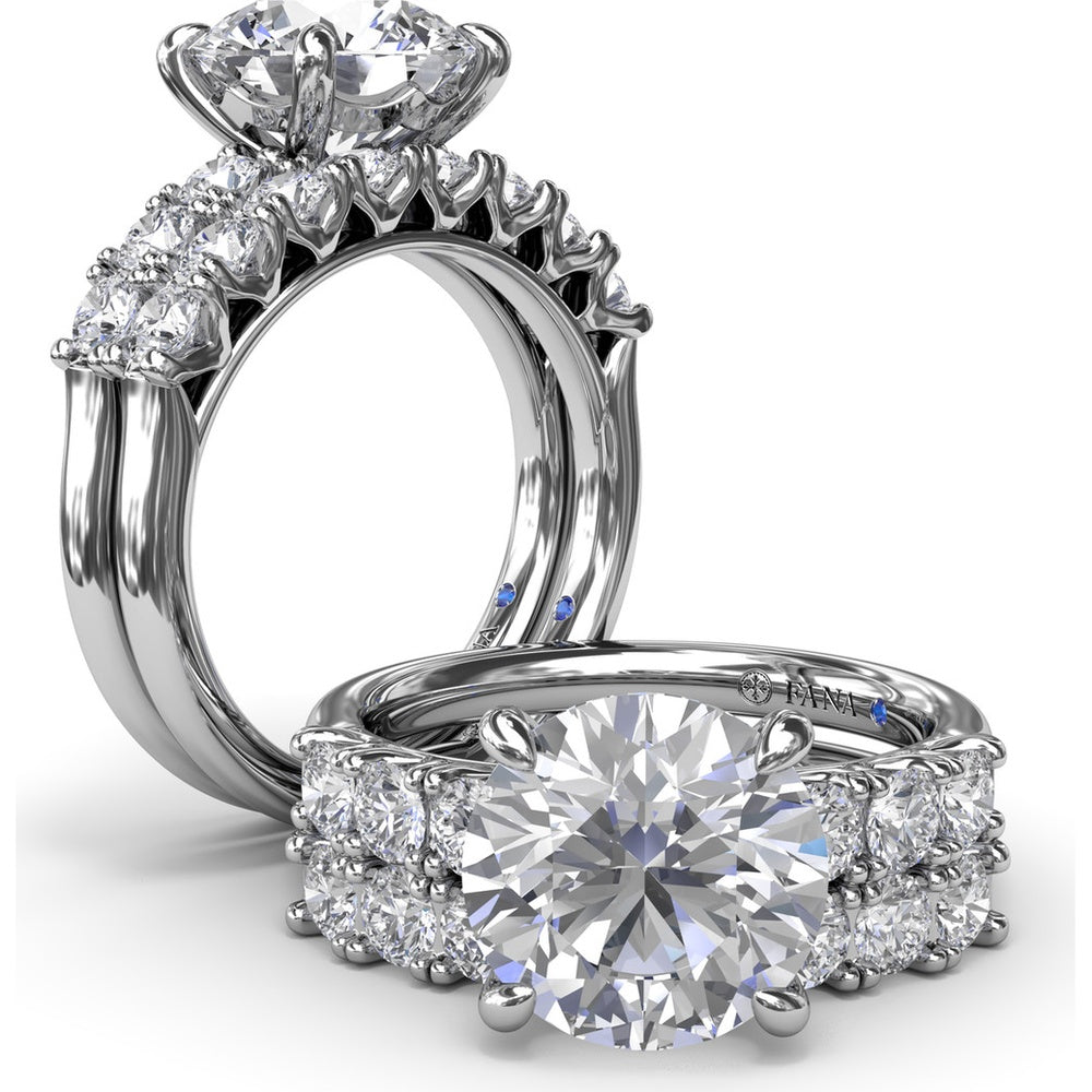 Seven-Stone Round Diamond Engagement Ring Setting with Openwork Gallery by Fana - 0.56 Carat Total Diamond Weight