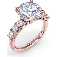 Seven-Stone Round Diamond Engagement Ring Setting with Openwork Gallery by Fana - 0.56 Carat Total Diamond Weight