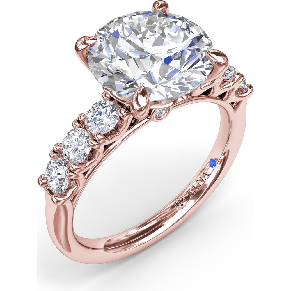 Seven-Stone Round Diamond Engagement Ring Setting with Openwork Gallery by Fana - 0.56 Carat Total Diamond Weight