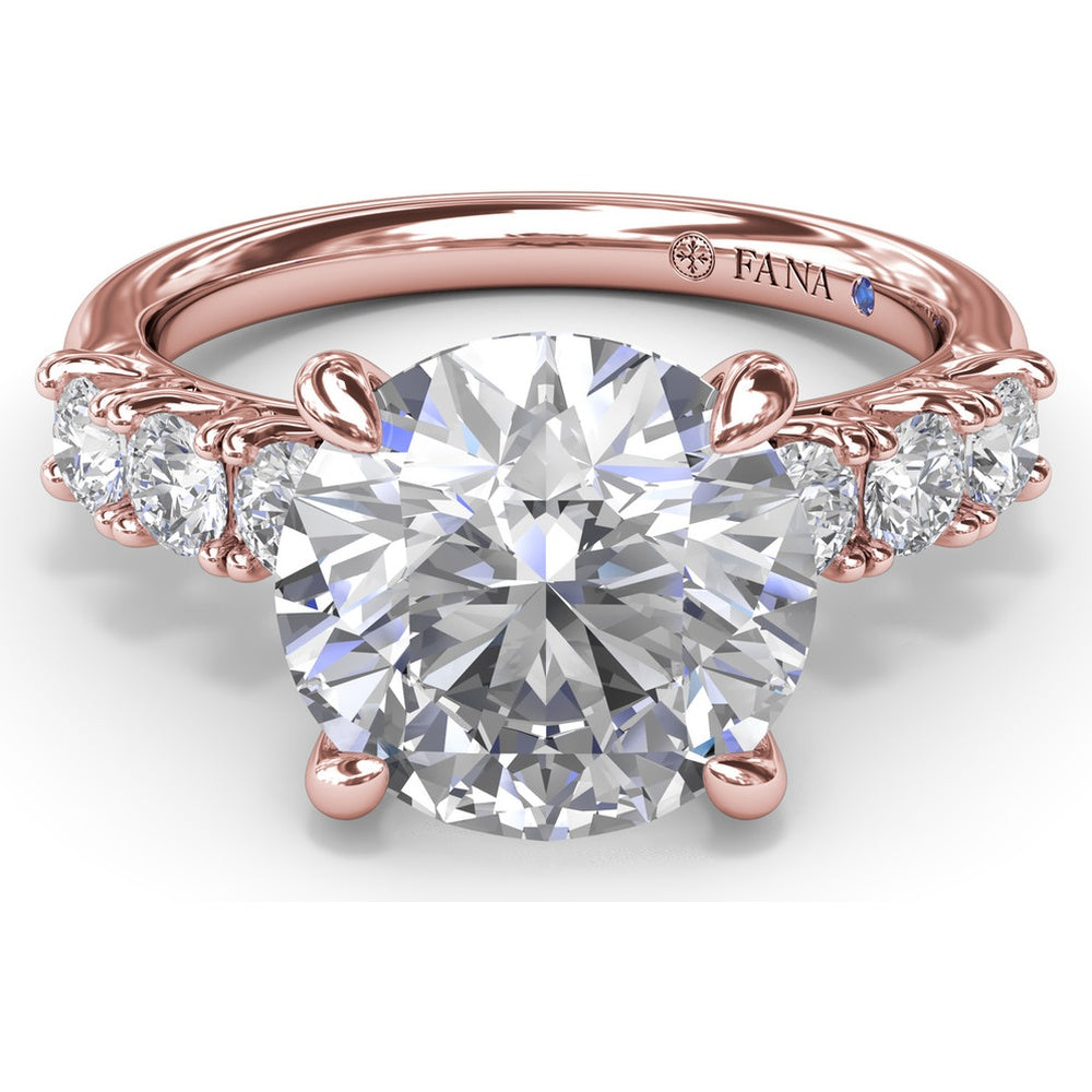 Seven-Stone Round Diamond Engagement Ring Setting with Openwork Gallery by Fana - 0.56 Carat Total Diamond Weight