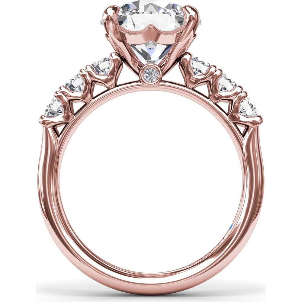 Seven-Stone Round Diamond Engagement Ring Setting with Openwork Gallery by Fana - 0.56 Carat Total Diamond Weight