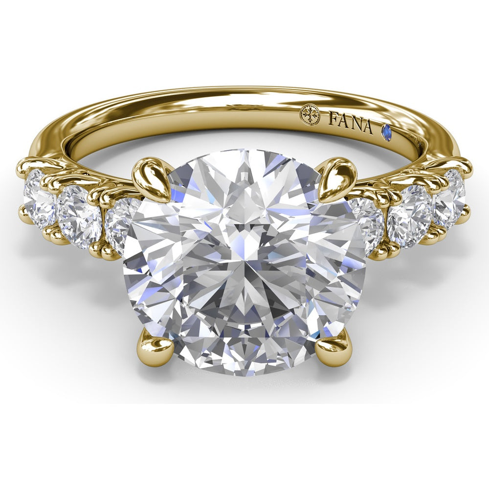 Seven-Stone Round Diamond Engagement Ring Setting with Openwork Gallery by Fana - 0.56 Carat Total Diamond Weight