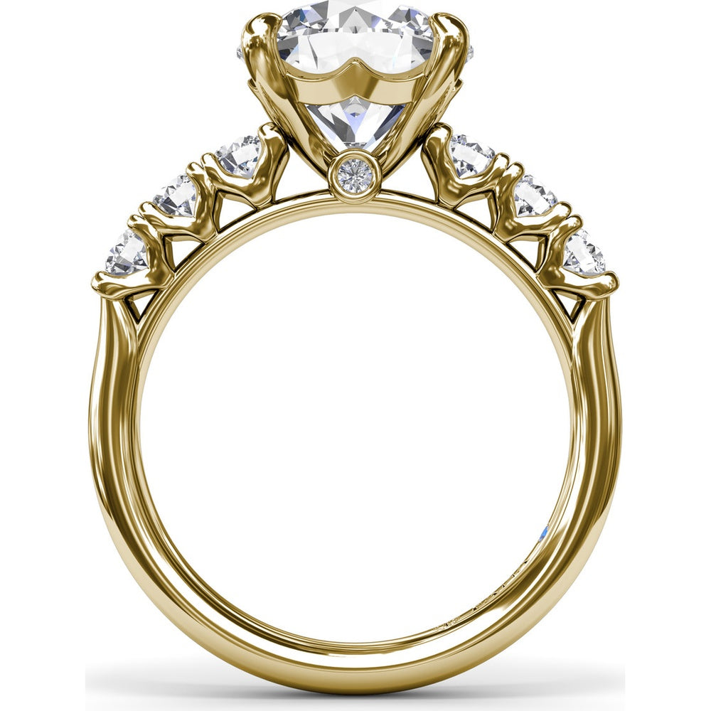 Seven-Stone Round Diamond Engagement Ring Setting with Openwork Gallery by Fana - 0.56 Carat Total Diamond Weight