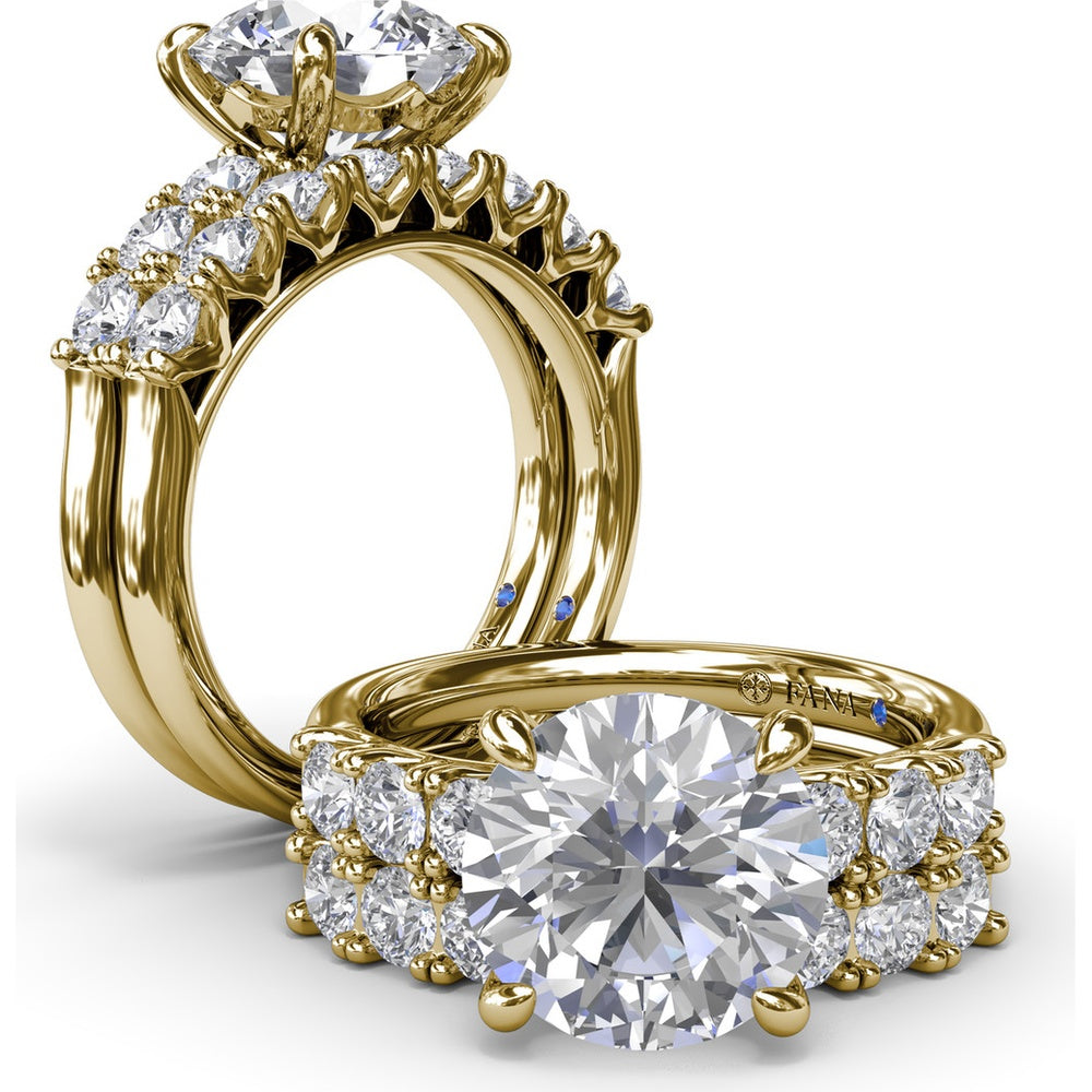 Seven-Stone Round Diamond Engagement Ring Setting with Openwork Gallery by Fana - 0.56 Carat Total Diamond Weight
