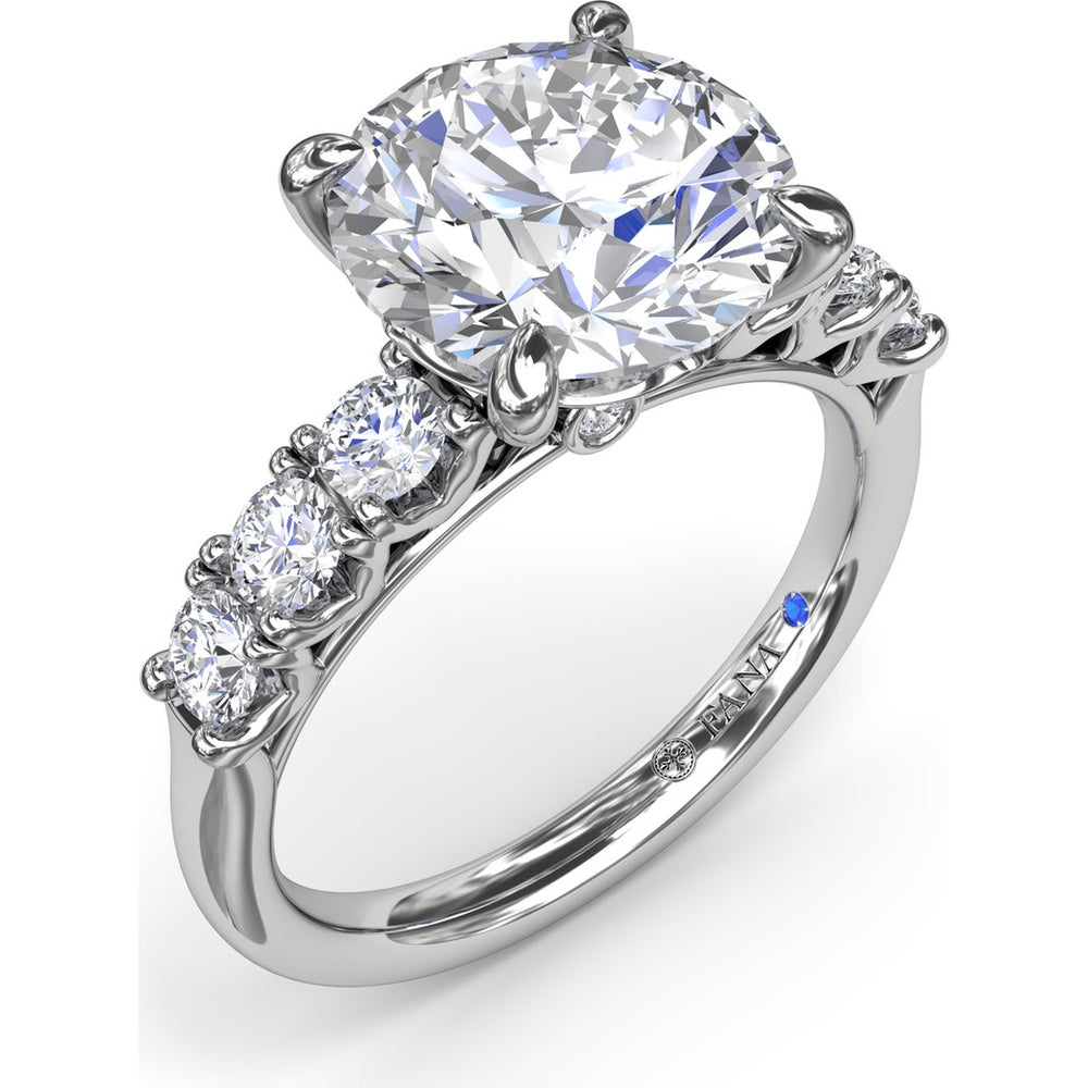 Seven-Stone Round Diamond Engagement Ring Setting with Openwork Gallery by Fana - 0.56 Carat Total Diamond Weight