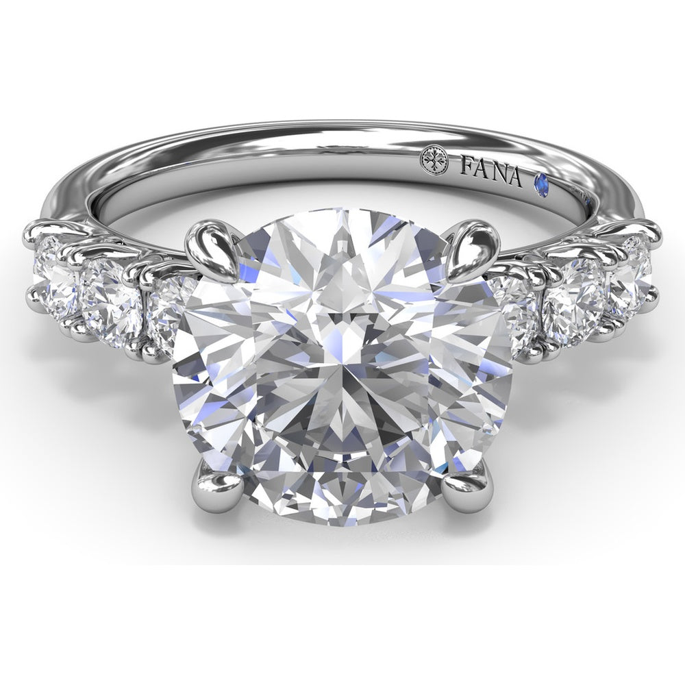 Seven-Stone Round Diamond Engagement Ring Setting with Openwork Gallery by Fana - 0.56 Carat Total Diamond Weight