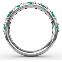Shared-Prong Anniversary Band with Alternating Round Emeralds and Diamonds by Fana - 0.79 Carat Total Gemstone Weight