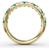 Shared-Prong Anniversary Band with Alternating Round Emeralds and Diamonds by Fana - 0.79 Carat Total Gemstone Weight