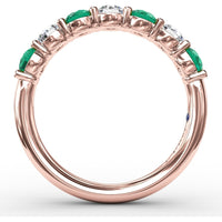 Shared-Prong Anniversary Band with Alternating Round Emeralds and Diamonds by Fana - 1.20 Carat Total Gemstone Weight