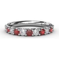 Shared-Prong Anniversary Band with Alternating Round Rubies and Diamonds by Fana - 0.84 Carat Total Gemstone Weight