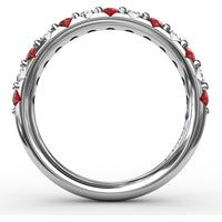Shared-Prong Anniversary Band with Alternating Round Rubies and Diamonds by Fana - 0.84 Carat Total Gemstone Weight