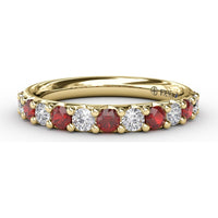 Shared-Prong Anniversary Band with Alternating Round Rubies and Diamonds by Fana - 0.84 Carat Total Gemstone Weight
