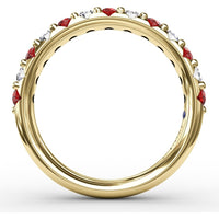 Shared-Prong Anniversary Band with Alternating Round Rubies and Diamonds by Fana - 0.84 Carat Total Gemstone Weight