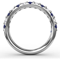 Shared-Prong Anniversary Band with Alternating Round Sapphires and Diamonds by Fana - 0.84 Carat Total Gemstone Weight