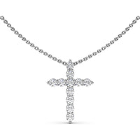 Shared-Prong Cross Pendant Necklace with Round Diamonds by Fana - 1.15 Carat Total Diamond Weight