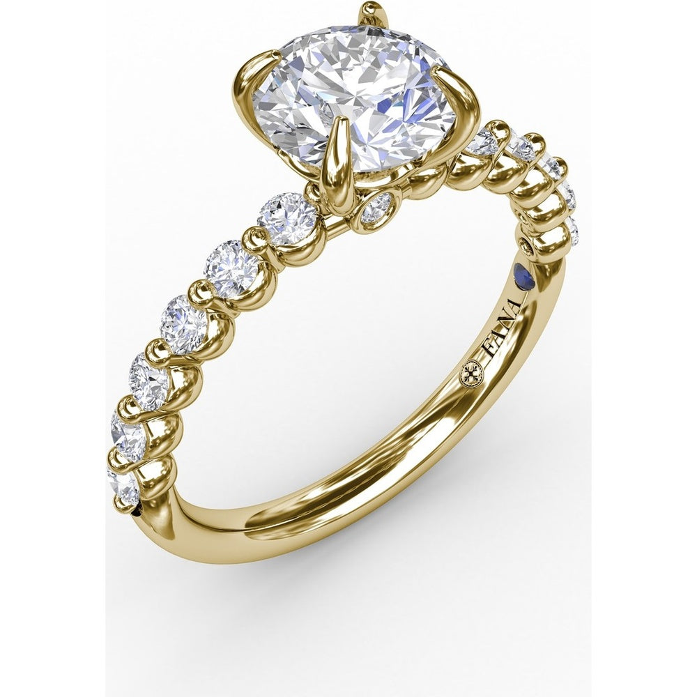 Shared-Prong Diamond Engagement Ring Setting with Round Diamond Band by Fana - 0.44 Carat Total Diamond Weight