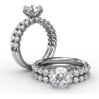 Shared-Prong Diamond Engagement Ring Setting with Round Diamond Band by Fana - 0.44 Carat Total Diamond Weight