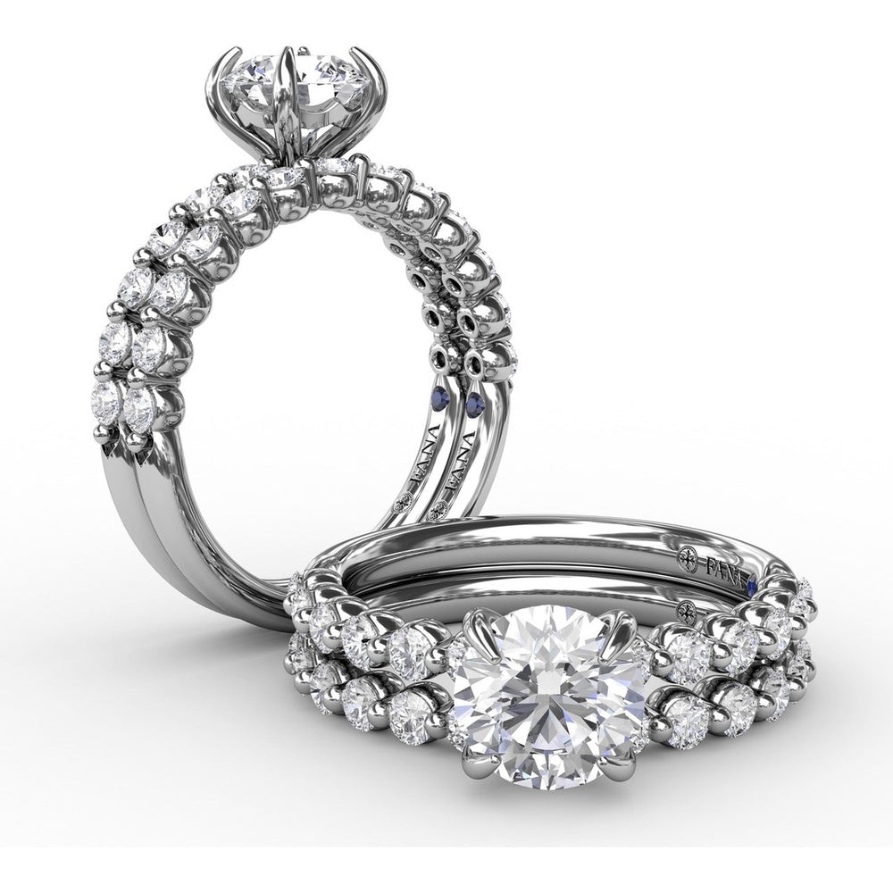 Shared-Prong Diamond Engagement Ring Setting with Round Diamond Band by Fana - 0.44 Carat Total Diamond Weight