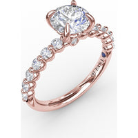 Shared-Prong Diamond Engagement Ring Setting with Round Diamond Band by Fana - 0.44 Carat Total Diamond Weight