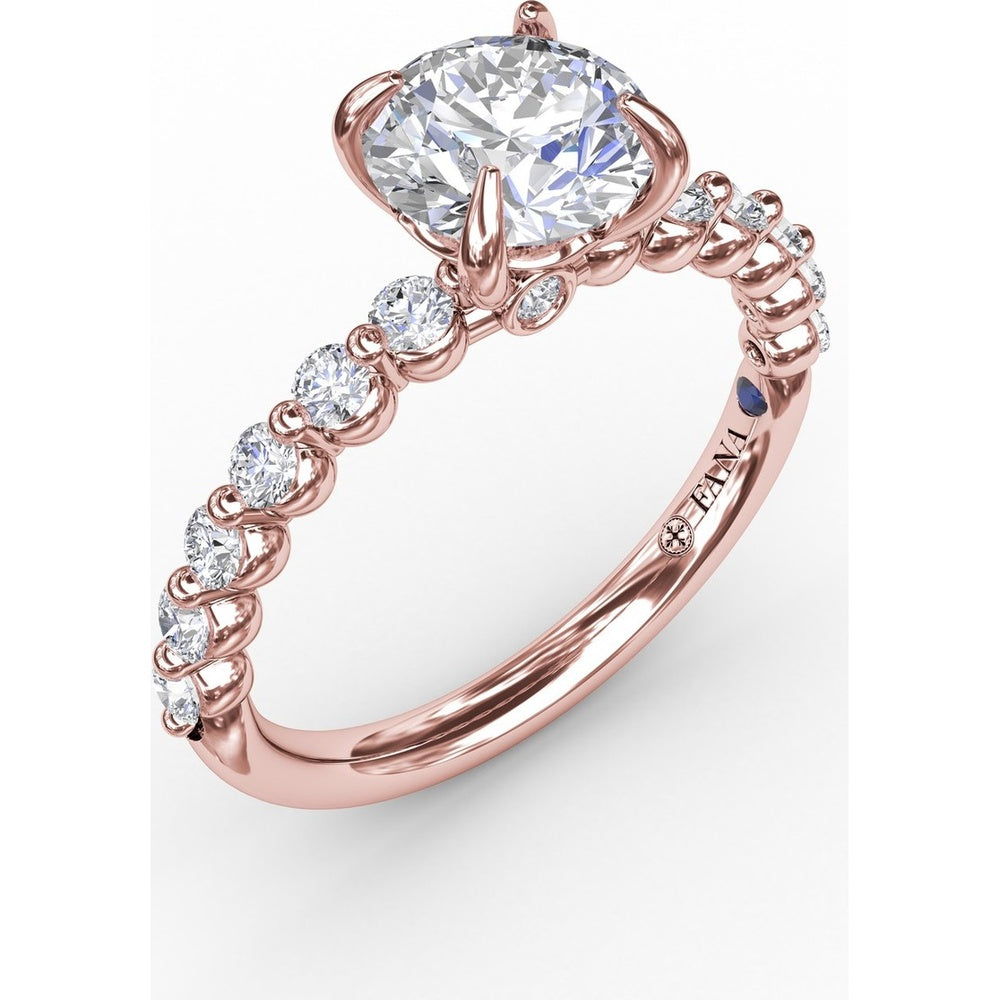 Shared-Prong Diamond Engagement Ring Setting with Round Diamond Band by Fana - 0.44 Carat Total Diamond Weight