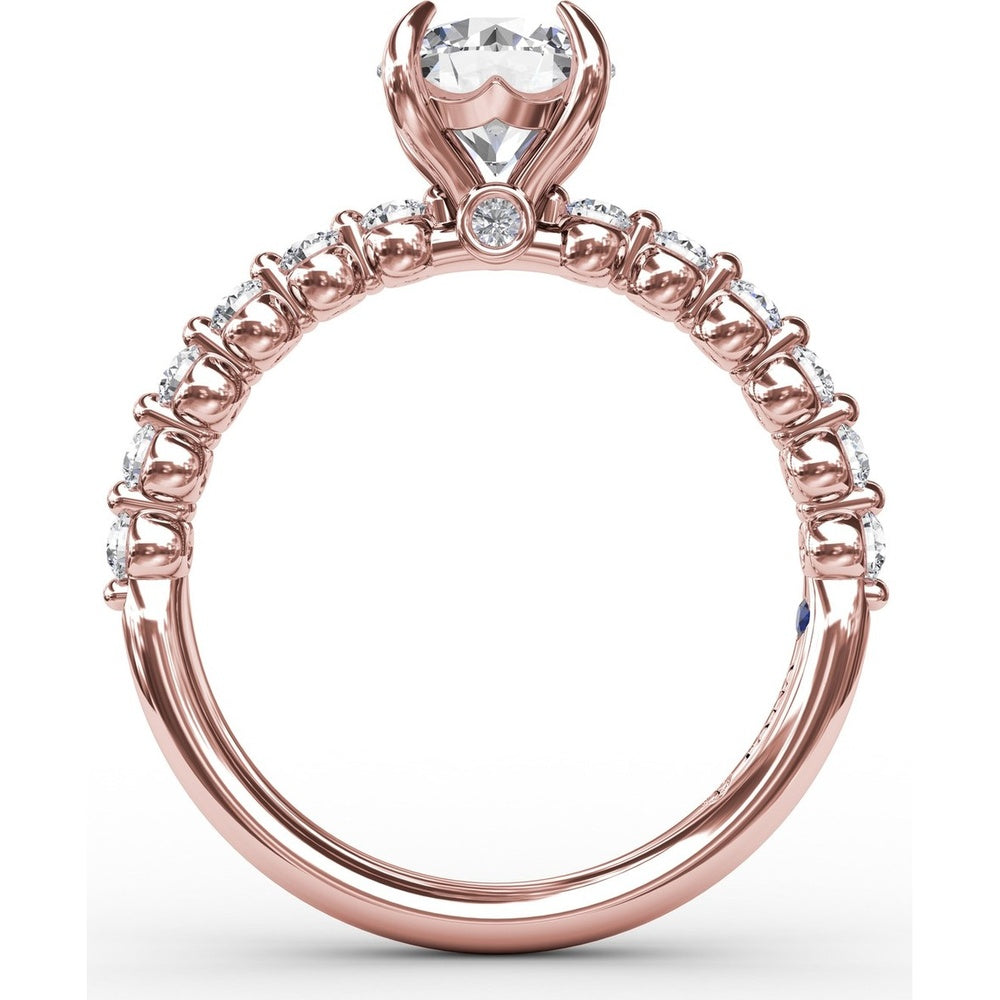 Shared-Prong Diamond Engagement Ring Setting with Round Diamond Band by Fana - 0.44 Carat Total Diamond Weight
