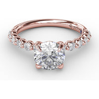 Shared-Prong Diamond Engagement Ring Setting with Round Diamond Band by Fana - 0.44 Carat Total Diamond Weight