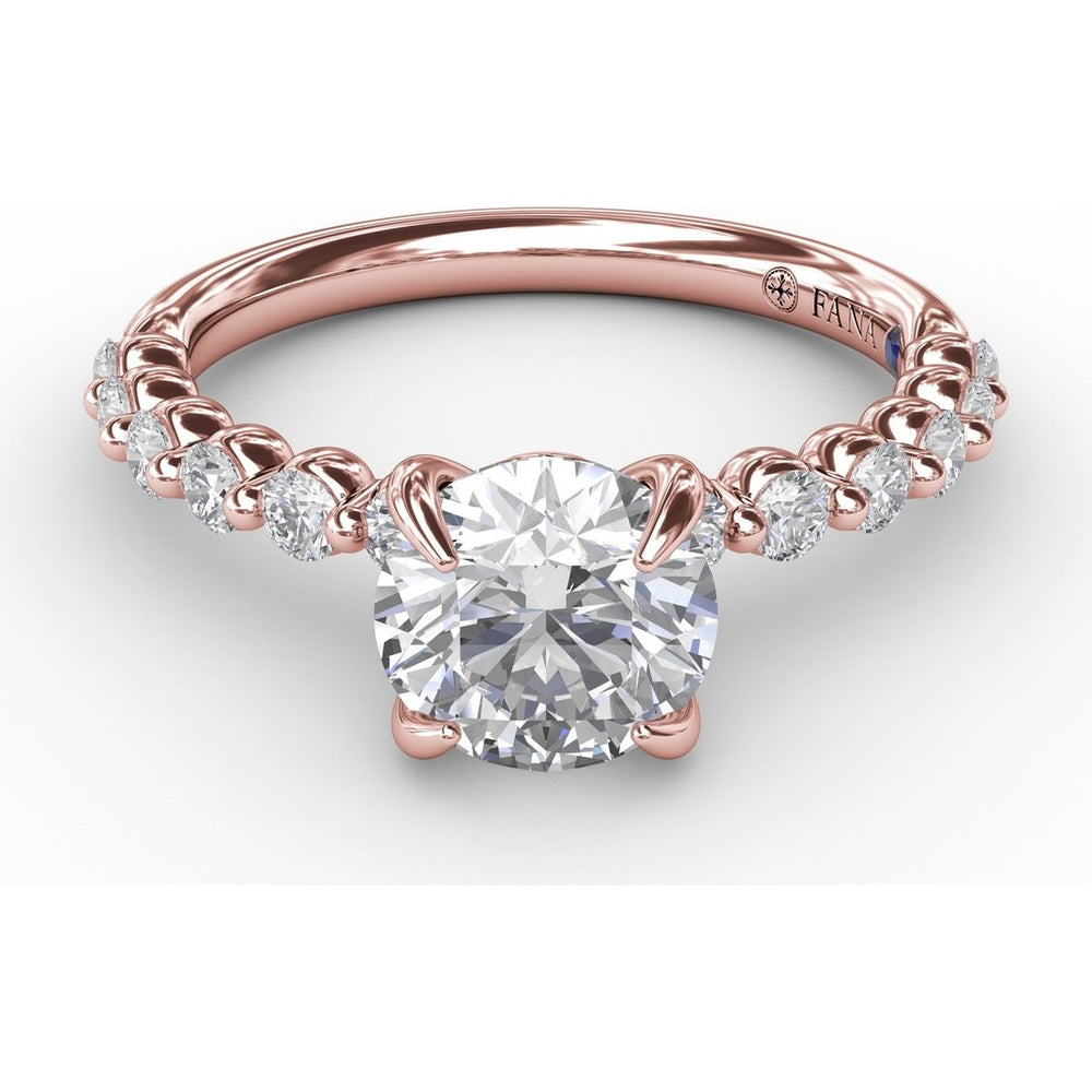 Shared-Prong Diamond Engagement Ring Setting with Round Diamond Band by Fana - 0.44 Carat Total Diamond Weight