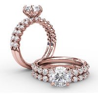 Shared-Prong Diamond Engagement Ring Setting with Round Diamond Band by Fana - 0.44 Carat Total Diamond Weight