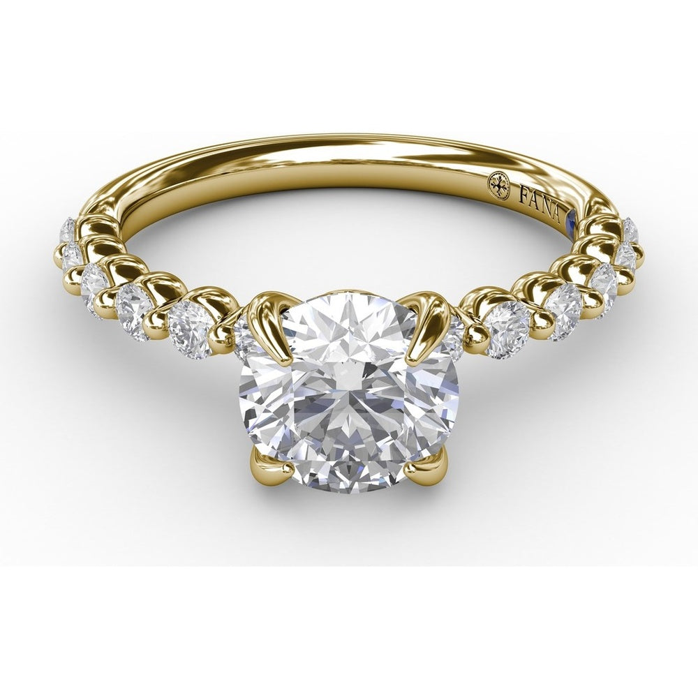 Shared-Prong Diamond Engagement Ring Setting with Round Diamond Band by Fana - 0.44 Carat Total Diamond Weight