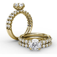 Shared-Prong Diamond Engagement Ring Setting with Round Diamond Band by Fana - 0.44 Carat Total Diamond Weight