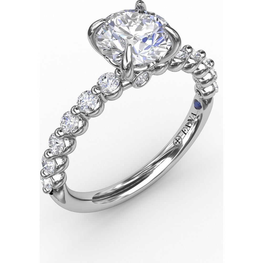 Shared-Prong Diamond Engagement Ring Setting with Round Diamond Band by Fana - 0.44 Carat Total Diamond Weight
