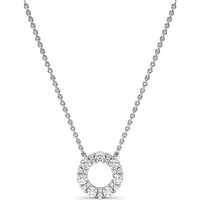 Shared-Prong Round Diamond Circle Pendant Necklace by Fana - 0.90 Carat Total Diamond Weight